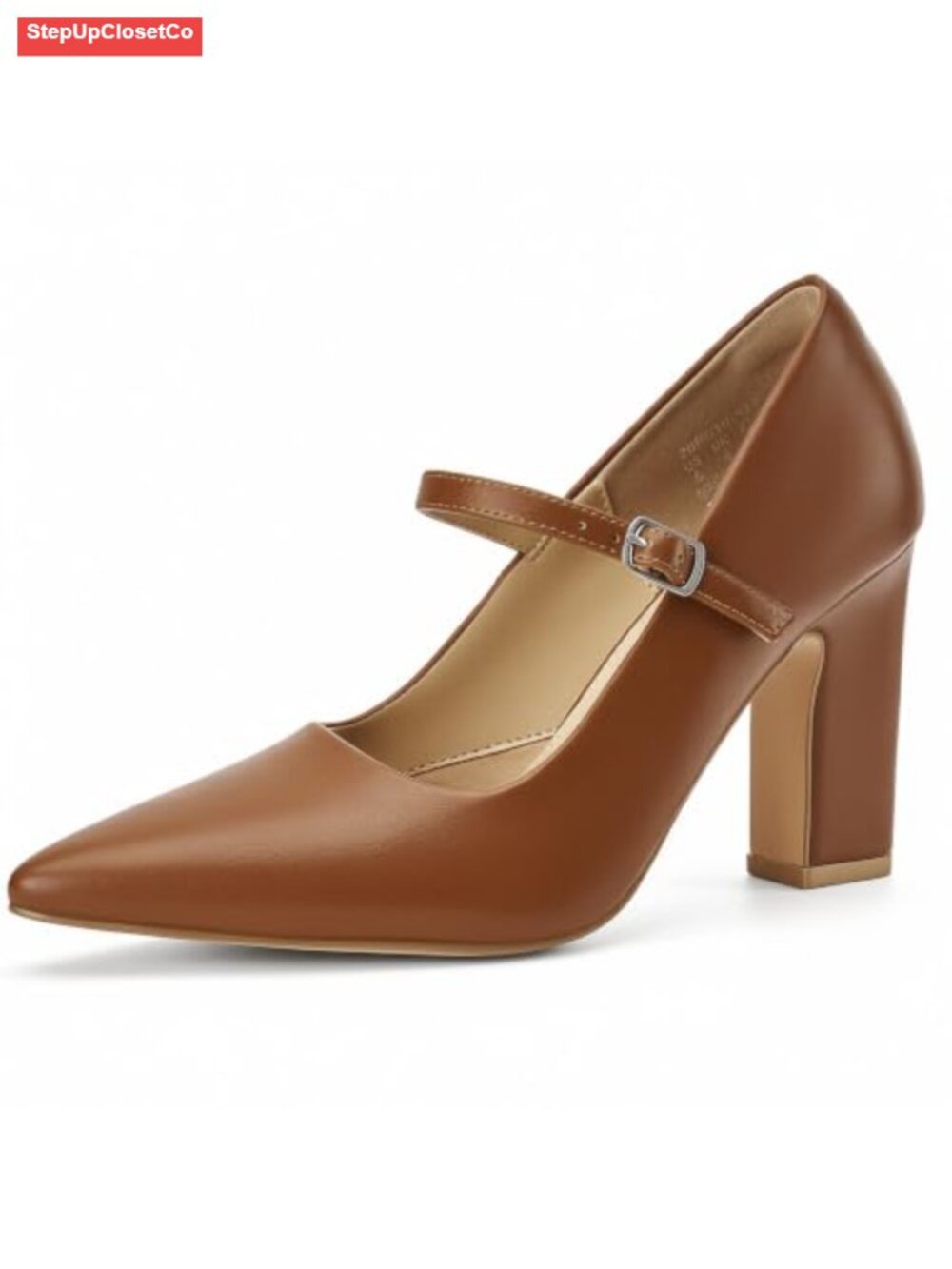 Mary Jane Pumps Pointed Toe High Block Heel